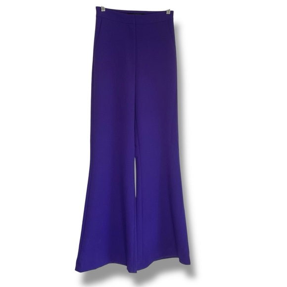 French Connection Pants Whisper Flare Purple Cobalt Blue 70s Violet Sze 4 NWOT - Picture 3 of 11